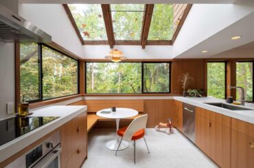 Skylight kitchen full of natural light in a renovated 1970s residence, Mercer Island, King County, Washington [1800x1200]