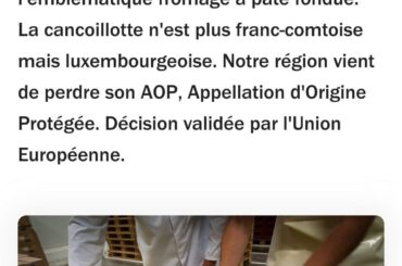 La cancoillotte perd son AOP (src : France Bleu)