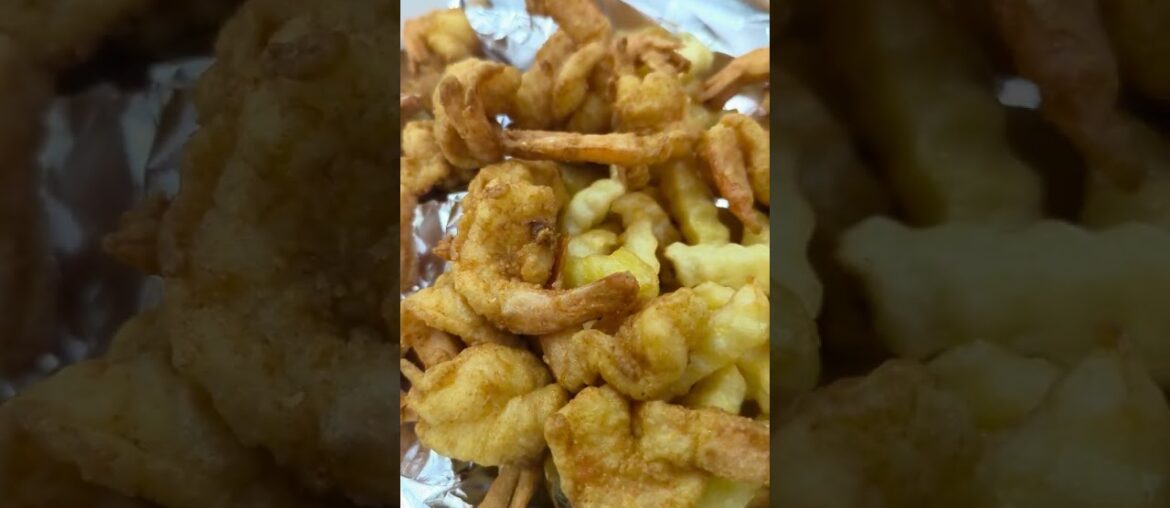 seafood fried shrimp with french fries.  #ytshorts