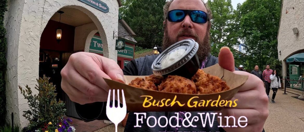 Food and Wine Festival Busch Gardens Williamsburg 2024 w/ menu and prices.