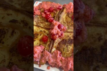 Pineapple French Toast with Amaretto-Cherry sauce  #gourmet #breakfast #frenchtoast