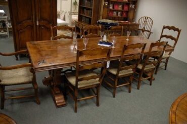 French Fleur De Lys Farmhouse Refectory Dining Table