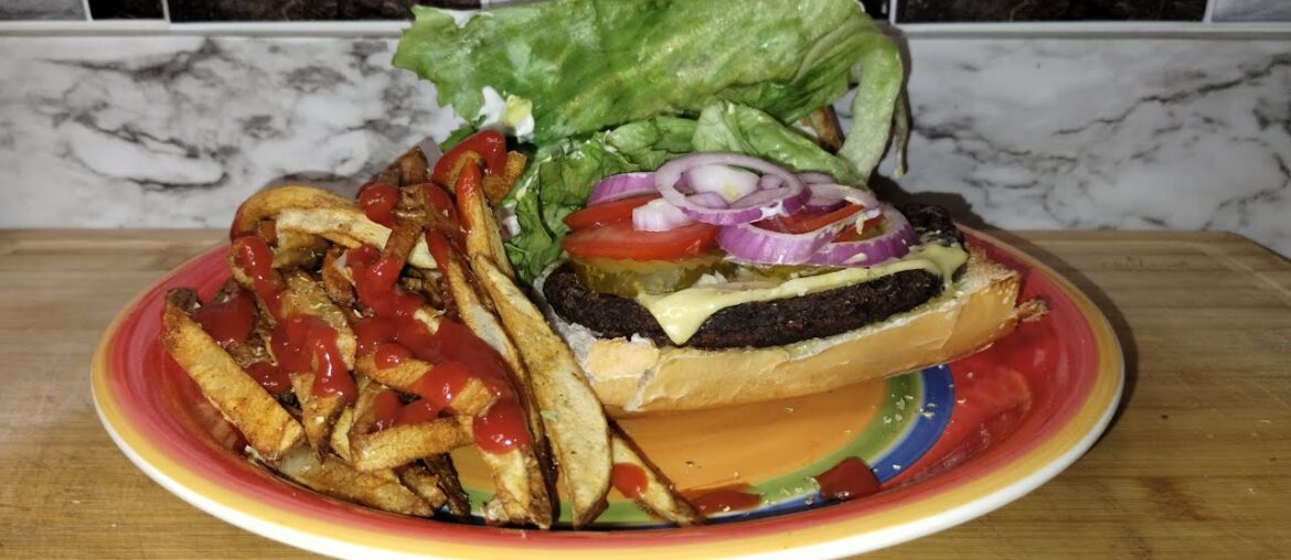 Ultimate Vegan Black Bean & Mushroom Burgers with Homemade French Fries #food #music #happy #foryou