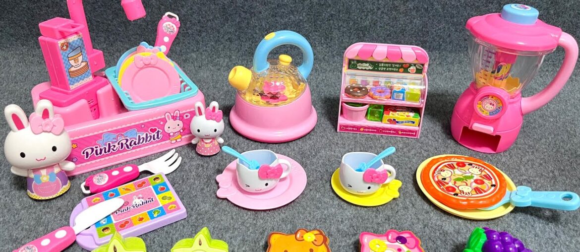 16 Minutes Satisfying with Unboxing Cute Pink Rabbit Kitchen Playset Collection, Real Working Water!