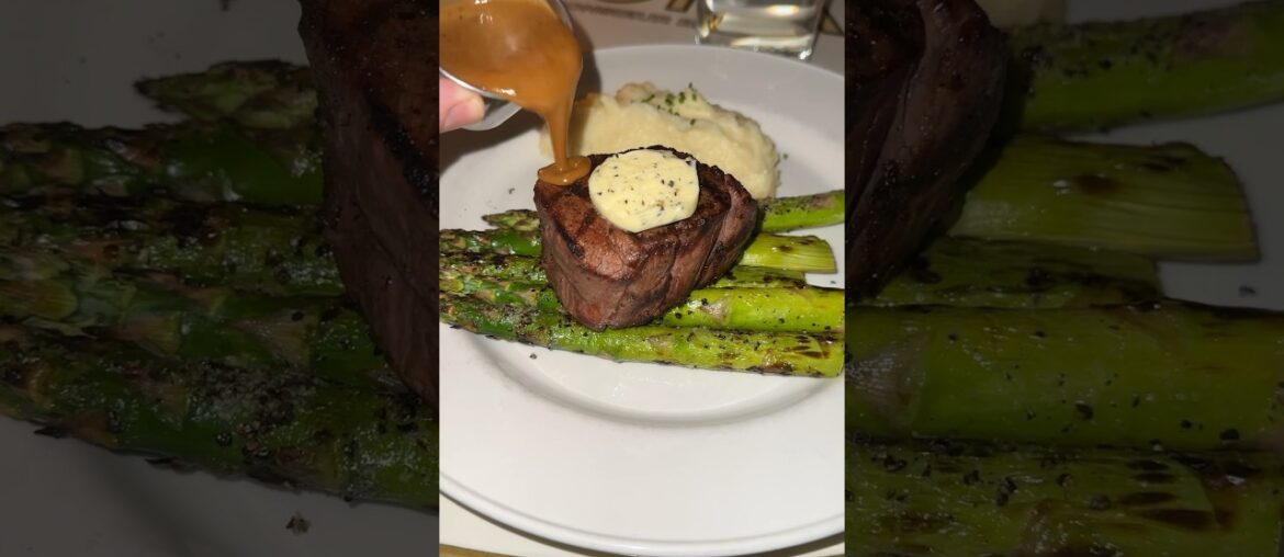 Juicy filet with a dollop of butter and creamy peppercorn sauce Juicy filet with a dollop of butter and creamy peppercorn sauce