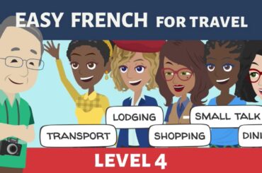 Learn Beginner French A1 A2 -- Level 4 Compilation -- Transport Shopping Lodging Dining Small talk