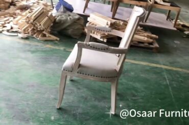 French Square Back Wooden Dining Chair with Arms from Osaar Furniture