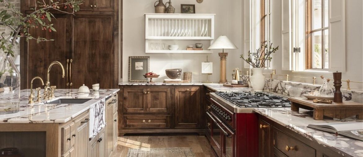 Tall and spacious kitchen with stained cabinets, Edmond, Oklahoma County, Oklahoma [1354x1692]