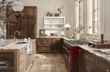 Tall and spacious kitchen with stained cabinets, Edmond, Oklahoma County, Oklahoma [1354x1692]