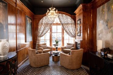 Intricate, wood-forward, and textured lounge at Hotel Les Mars in Healdsburg, California [1920x1280]