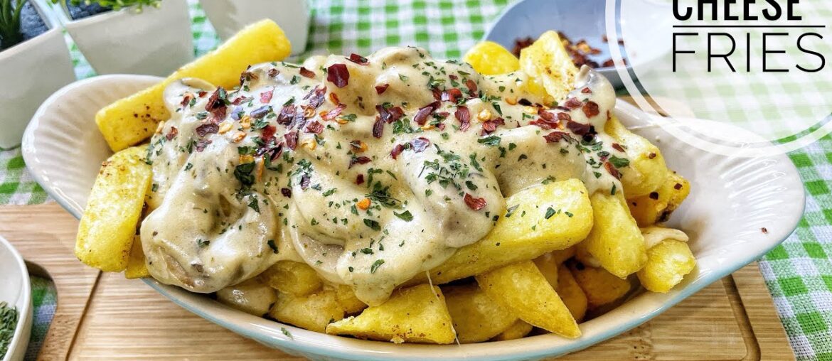 Mushroom & Cheese Fries | Restaurant Style Cheesy Chips / French Fries | Delicious Recipes