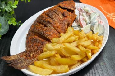 Juicy Oven Grilled Tilapia With Homemade French Fries & Cucumber Salad Quick Easy & Tasty Recipe
