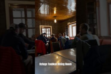 The heated dining room at Refuge Toubkal 3160m where I had my snacks and dinner