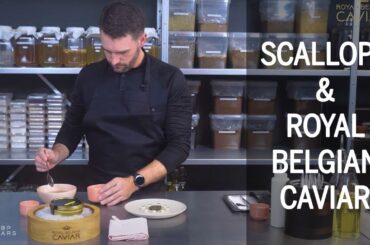 Michael Schook prepares SCALLOPS & ROYAL BELGIAN CAVIAR at PUTAINE in Rotterdam (The Netherlands)