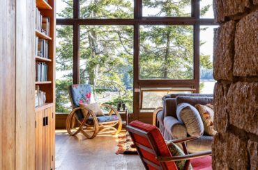 Mid-century wood and stone retreat with a view at Crockett Cove originally designed by Emily Muir, Down East Maine [1311x1966]