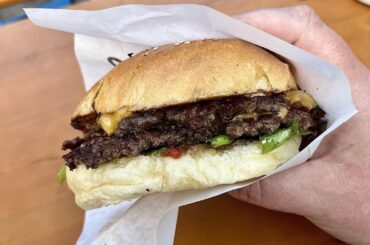 Chili cheese and whiskey burgers from a food truck