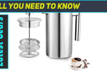 Pluzluce 34oz Stainless Steel French Press Coffee Maker: Enjoy Gourmet Coffee Anywhere!