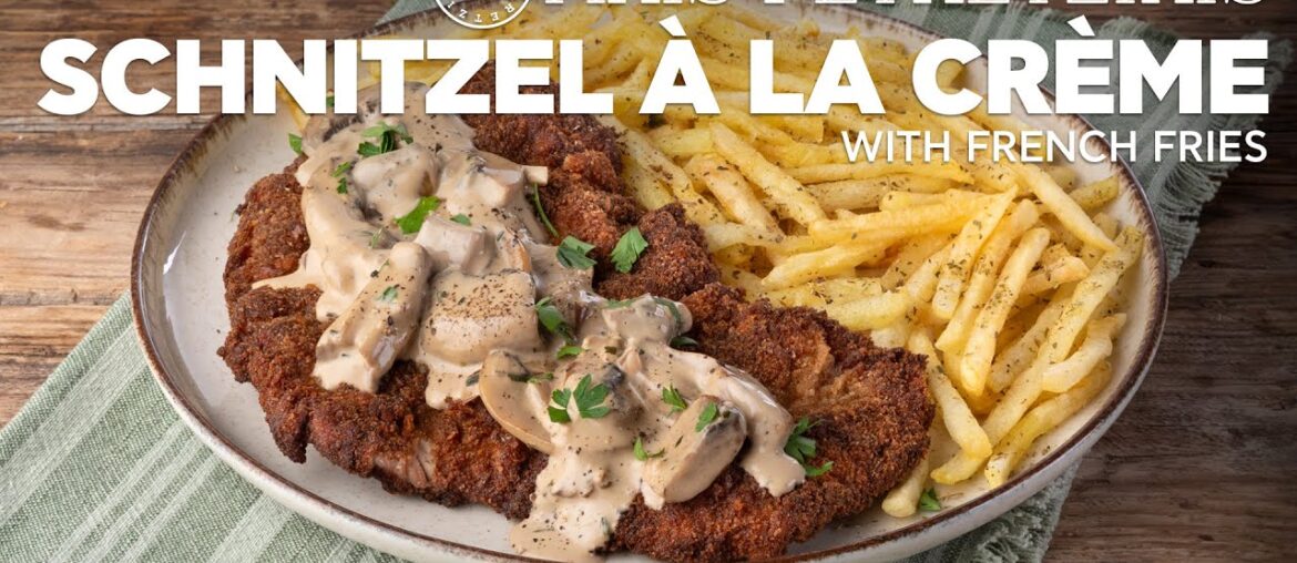Pork Schnitzel A La Creme With French Fries | Akis Petretzikis