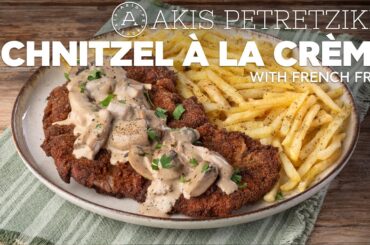 Pork Schnitzel A La Creme With French Fries | Akis Petretzikis