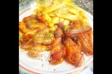 Delicious hot wings and fries#Gourmet food gallery #like and subscribe