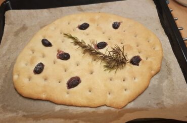 focaccia and mediterranean vegetables with feta