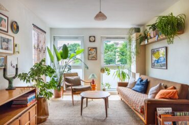 Living space full of houseplants in a two bedroom apartment, Islington, London, UK [1600x1067]