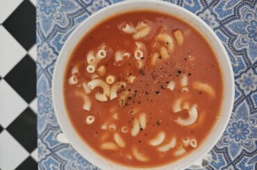 Lunch: Soup, cake and fruit