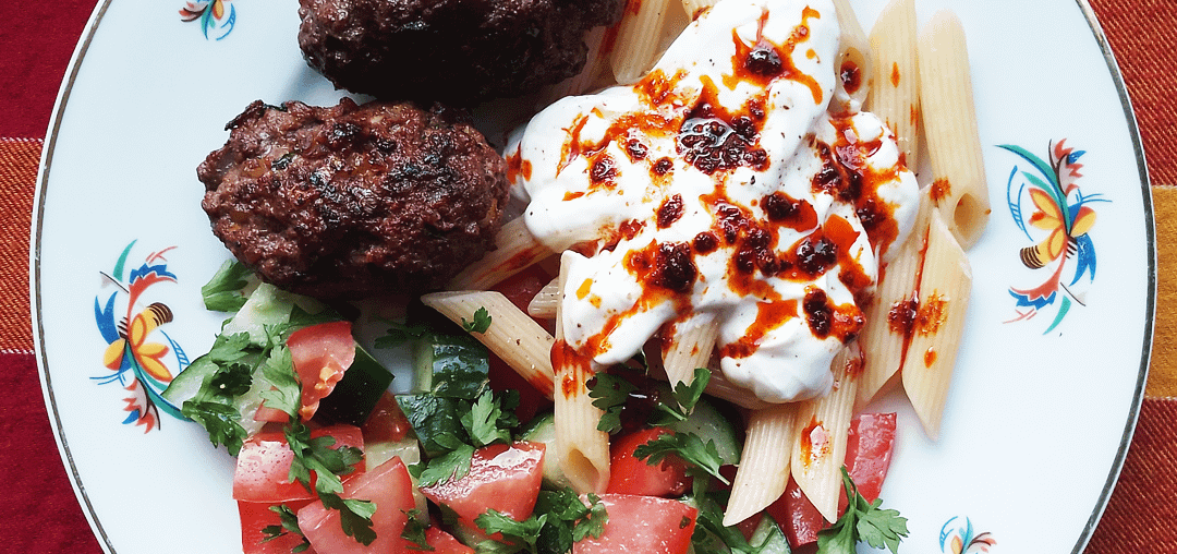 Köfte & Pasta with Yoghurt sauce