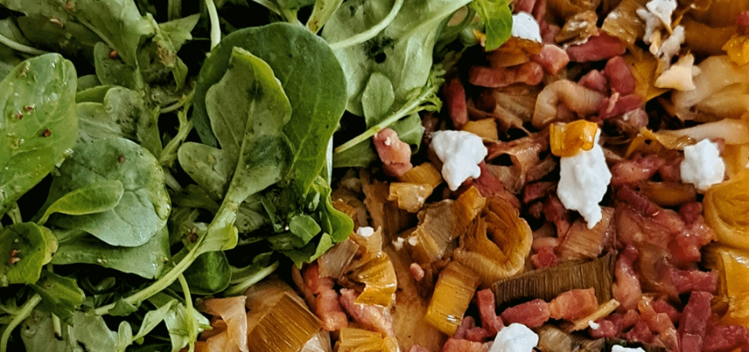 Tatin poireau lardons chèvre frais