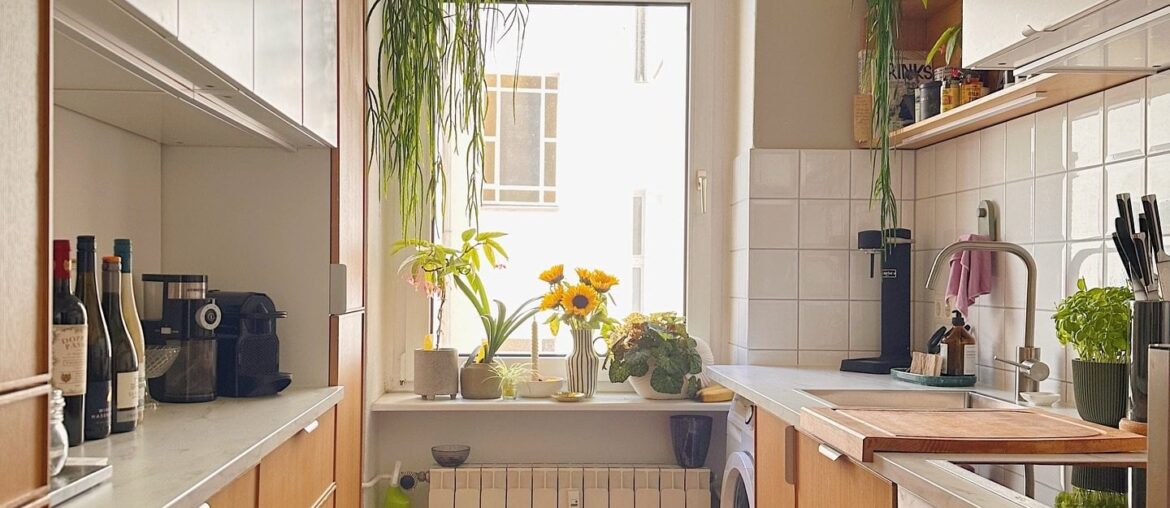 Compact galley kitchen with a window in a Berlin apartment, Germany [1440x1800]