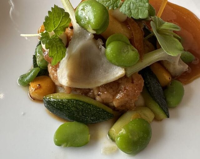 Ris de veau, artichaut, courgette, fèves