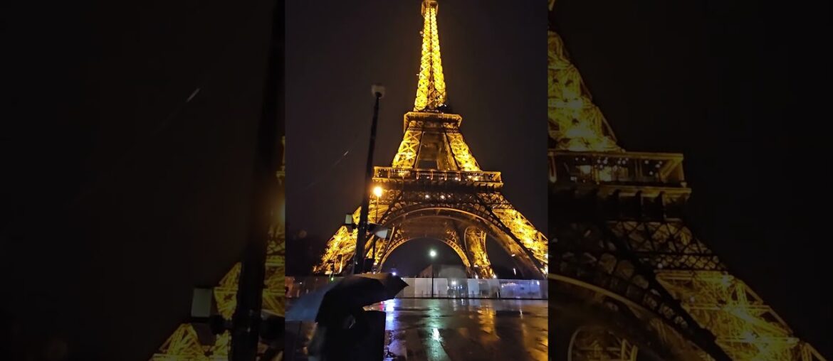 Up close with Eiffel Tower one rainy evening in #paris see it sparkle #travel #eiffeltower