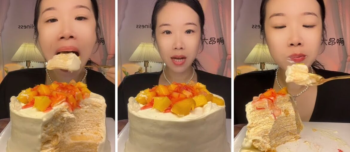 French mille-feuille with mango sago Let's try all kinds of cakes together This dessert is so ci