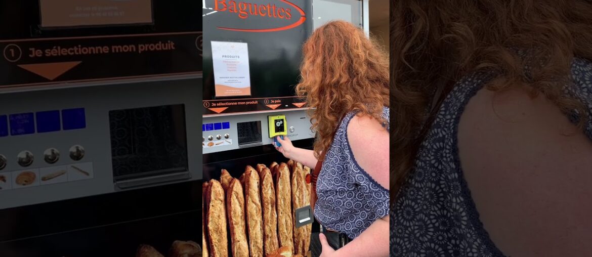 Trying a Baguette vending machine for the first time! #baguette #france