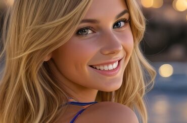 Beautiful Girls on the Beach at St Tropez at night fall | 4K AI Beach Girls