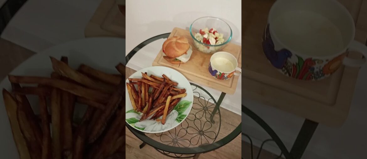 french fries, falafel burger and cheese sauce #asmr #food #asmrcooking #cooking #falafel #fries