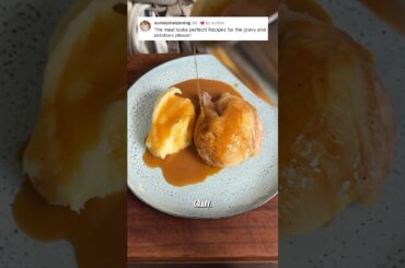 Silky mash potatoes and velvety chicken gravy