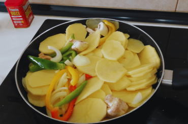 Fried Potatoes with Mushrooms, Onions and Peppers