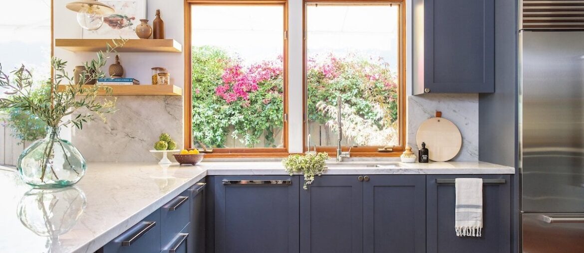A pair of sink windows in the kitchen of a renovated Oakland house, California [1200x800]
