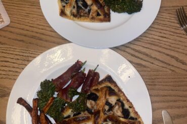 chicken & black pudding tartlets with roast carrots and tenderstem broccoli wrapped in prosciutto