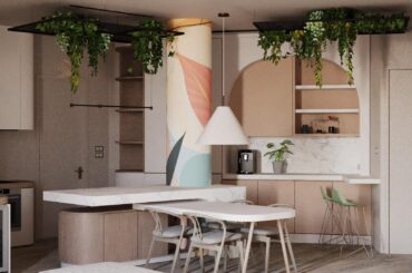 Sketches for My New Loft - Sketches: kitchen (left), island dining convertible/ dining area, and coffee nook (right.) There will also be electric and water on the ceiling for automated irrigation. So fun. (1920x1080)