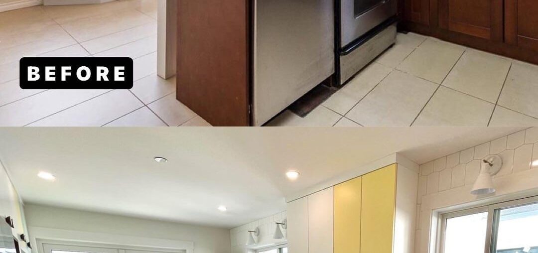 Before and after: kitchen remodel with mid-century inspired color blocking