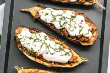 Moussaka stuffed eggplants!