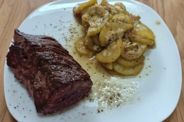 Onglet de boeuf avec son sauté de courgettes