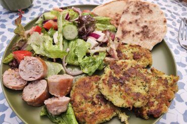 Zucchini fritters for dinner, made with a home-grown zucchini...