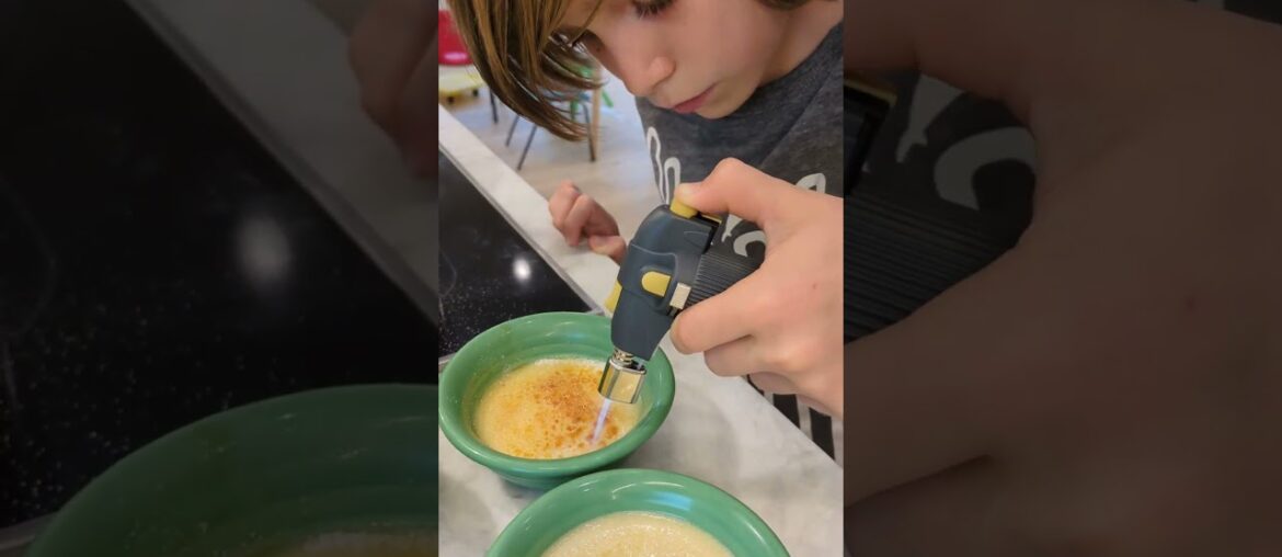 Surprising my dad with his favorite dessert: creme brulee #kidchef #baking