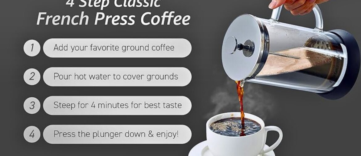 Elite Gourmet FP1223 1 Liter French Press Coffee Maker | Best French Press Coffee Maker