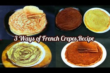 CHOCOLATE SWIRL FRENCH PANCAKE RECIPES|3 TYPES OF CHOCOLATE VANILA CREPES  EASY METHODS