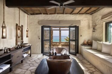 Bathroom with Textured Walls, Six Senses Resort Zighy Bay, Oman [1800x1200]