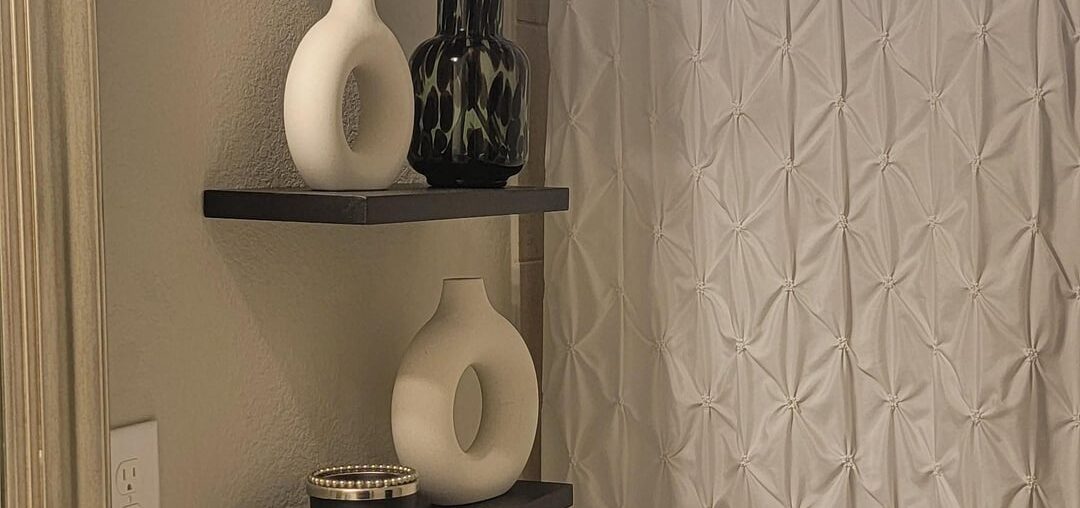 Can someone please help me with these bathroom shelves?